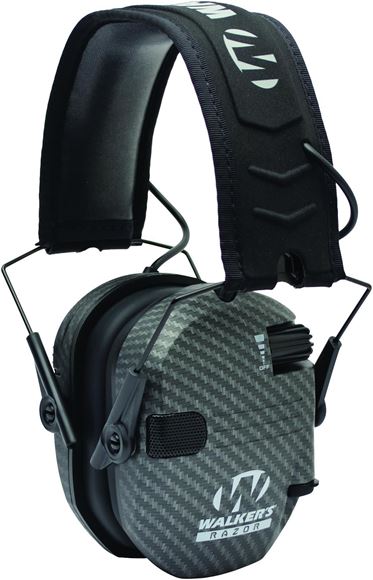 Picture of Walkers Hearing Protection - Razor Slim Electronic Ear Muffs, NRR23dB, Low Profile, HD Sound, 2xAAA, Carbon