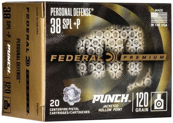 Picture of 38 Special+P, 120Gr, Punch JHP, 20rds Box