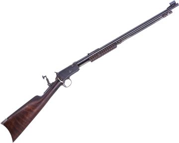 Picture of Used Winchester Model 1906 Pump Action 22 LR, 20''  Barrel, Folding Tang Sight, Walnut Stock w/ Crescent Buttplate, Pearl Heart Inlay in Stock, Serial Numbers Not Matching, Overall Good Condition