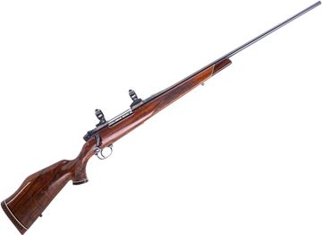 Picture of Used Weatherby Mark V Deluxe, 300 Weatherby, 24'' Barrel, Walnut Stock, Rosewood Grip Cap & Forend Tip, Beuhler 1'' Scope Mounts, Made in California, Good Condition