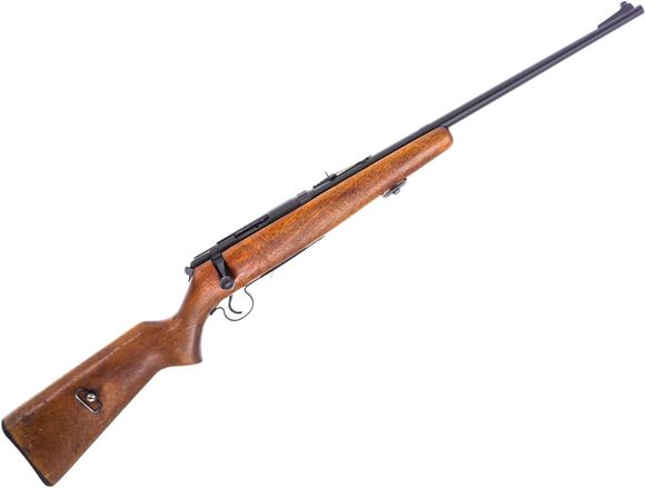 Picture of Used Stevens 322-B Bolt Action Rifle, 22 Hornet, 20" Barrel W/Sights, Several Holes Drilled in Side of Reciever, Painted Barreled Action, Wood Stock, NO MAGAZINE, Poor Condition