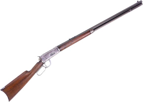 Picture of Used Winchester 1894 Lever-Action Rifle, 30 WCF (30-30 Win), 26" Octagon Barrel, 1898 Mfg, Crecent Buttplate, Folding Leaf Sight (Broken), Broken Tang (With Repair Weld), Overall Fair Condition
