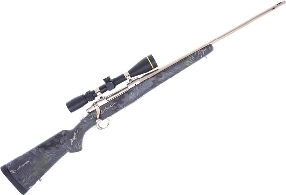 Picture of Used Ruger M77 Bolt-Action 338 Win Mag, 22" Douglas Barrel w/ Mag-Na-Porting, With Leupold VX-Freedom 3-9x40mm Scope, Precision Kevlar Stock, Nickel Plated Barrel & Action - Timney Trigger, Very Good Condition