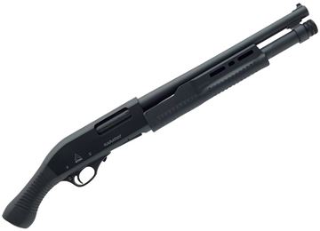 Picture of Akkar Churchill Torso Pump Action Shotgun - 12Ga, 3", 15", Matte Black, Birds Head Grip, Pistol Grip, Standard Stock, Rifle Front Sight, Choke Kit, Includes Scabbard, 4rds