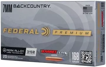 Picture of Federal Premium Rifle Ammo - 7mm Backcountry, 168Gr, Barnes LRX, Peak Alloy Case, 20rds Box