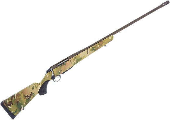 Picture of Tikka T3X Lite Multicam Bolt Action Rifle - 6.5 Creedmoor, 24.3" Fluted 15x1 Threaded w/Brake, Patriot Brown Cerakote , Multicam Camo Synthetic Stock, Standard Trigger, 3rds, No Sights
