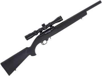 Picture of Used Ruger 10/22 Tactical Rimfire Semi-Auto Rifle - 22 LR, 16.12", Target Barrel, Black Hogue OverMolded Stock, Tasco 3-9x40 Rimfire Scope, 1 Magazine, Very Good Condition
