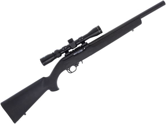 Picture of Used Ruger 10/22 Tactical Rimfire Semi-Auto Rifle - 22 LR, 16.12", Target Barrel, Black Hogue OverMolded Stock, Tasco 3-9x40 Rimfire Scope, 1 Magazine, Very Good Condition
