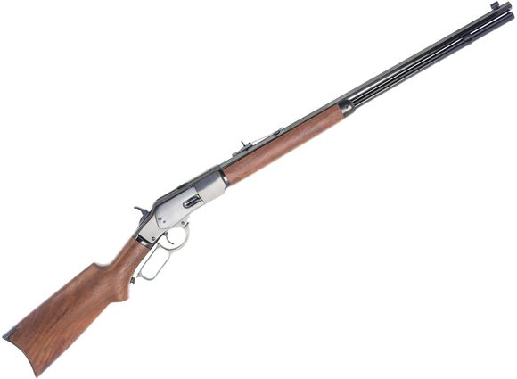 Picture of Used Winchester Model 1873 Sporter Octagon Pistol Grip Lever Action Rifle - 45 Colt, 24", Full Octagon Contour, Polished Blued, Steel Receiver, Walnut Stock, 14rds, Marble's Gold Bead Front & Semi-Buckhorn Rear Sights, New In Box Condition