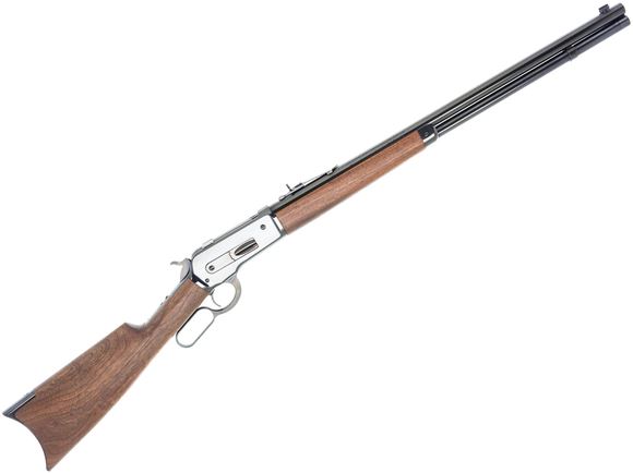 Picture of Used Winchester Model 1886 Short Rifle Lever Action Rifle - 45-70 Govt, 24", Sporter Contour, Brushed Polish, Satin Grade I Black Walnut Stock, 8rds, Marble Arms Front & Adjustable Semi-Buckhorn Rear Sights, New In Box Condition