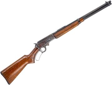 Picture of Used Marlin Model 1936 Lever-Action 30-30 Win, 20" Barrel, 1941 Mfg., Case Hardened Receiver (Mostly Worn), Varnished Wood Stock, Missing Rear Sight Elevator, Overall Good Condition