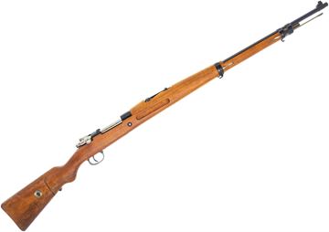 Picture of Used Mauser Model 1935 Brazilian Bolt-Action 7x57mm, 30" Barrel, Full Military Wood, Matching Numbers Incl. Bayonet, With Muzzle Protector & Factory Test Target, Good Condition
