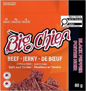 Picture of Big Chief - Black Pepper Beef Jerky Pouch, 80g