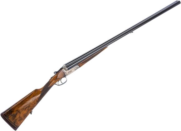 Picture of Used Marca Grulla Side by Side Ejecting Boxlock Shotgun, 12 Ga, 2-3/4" 27.5" (Shortened) Barrels, Double Trigger, Straight English Stock, Splinter Style Forend, Floral Engraved Reciever,Sling Swivels, Fixed F&M Chokes Fair Condition