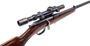 Picture of Used Simpson Suhl Single Shot Bolt-Action Rifle - 22 Hornet, 24" Barrel W/Sights, Checkere Wood Stock, Takedown, Side Mount Quick Detachable 2.5x Scope, Good Condition