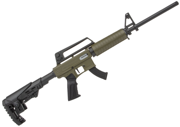 Picture of Derya TM-22 Feather Semi-Auto Rifle - 22LR, 18", OD Green Aluminum Receiver w/ Picatinny Top Rail, Carry Handle, Collapsing AR Style Stock, Threaded 1/2x28 TPI, 2x10rds Mags