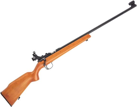 Picture of Used CIL Model 180 by Anschutz Single Shot Bolt Action Rifle - 22LR, 23" Barrel, Wood Stock w/ Minor Scratches & Replacement Recoil Pad, Anschutz Aperture Sight, Bluing Discoloration on Barrel & Reciever, Pitting on Trigger Guard, Otherwise Good Condition