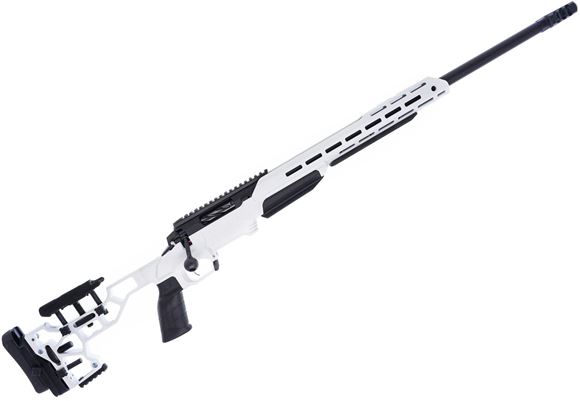 Picture of Used Ultimatum Precision Deadline Bolt-Action 6.5 Creedmoor, 24" Heavy Barrel w/ Brake, White MDT ESS Chassis w/ MDT Skeleton Rifle Stock, Triggertech Trigger, NO Mag, Very Good Condition