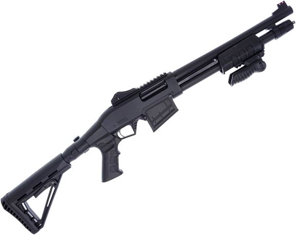 Picture of Used Canuck Recon 2 Pump-Action 12ga, 3" Chamber, 15" Barrel, Mobil Choke (F,M,C), Ghost Ring Sights, Folding/Collapsing Stock w/ Pistol Grip, 2 Mags & 4" Barrel Extension, Very Good Condition