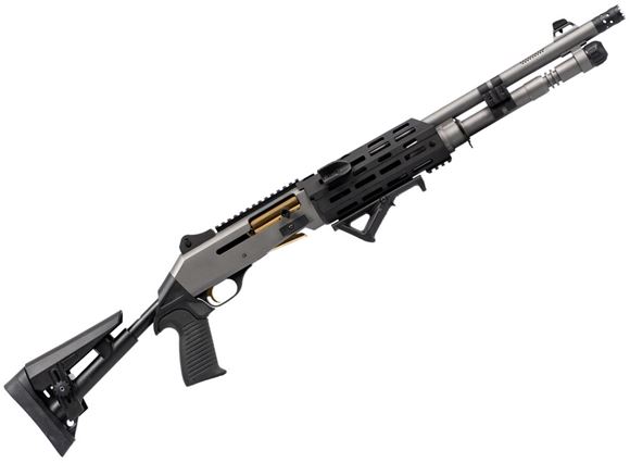 Picture of EGE Panzer Arms M4 Speed Tac Pro Semi-Auto Shotgun - 12Ga, 3", 18.8", Ported Barrel, Grey Cerakote Receiver And Barrel, Black M-LOK Handguard, Oversized Bolt Release And Charging Handle, Black Telescopic Stock, Blade Front Sight Ghost Ring Rear Sight, 5+1