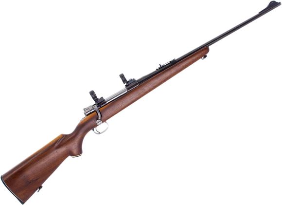 Picture of Used JC Higgins Model 50 (FN Mauser) Bolt-Action 270 Win, 22" Barrel w/ Sights, Leupold STD 1" Med Rings Wood Stock, Good Condition