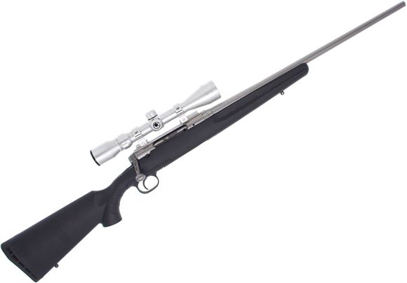 Picture of Used Savage Axis Bolt-Action Rifle - 270 Win, 22" Barrel, Stainless, Black Synthetic Stock, Barska 3-9x40 Riflescope, 1 Magazine, Good Condition