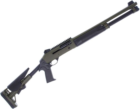 Picture of Used Canuck Operator Model Semi-Auto Shotgun - 12ga, 3", 18.5", Canuck Operator Receiver Marking, OD Green Synthetic Telescoping Stock & Forend, Ghost Ring Sights w/ 1913 Rail, 5+1rds, Good Condition