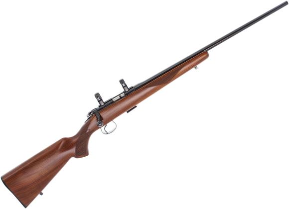 Picture of Used CZ 452-2E American Rimfire Bolt-Action Rifle - 22 LR, 22" Barrel, Blued, Walnut Stock, Leupold 1'' Rings, 5rd Magazine, Very Good Condition