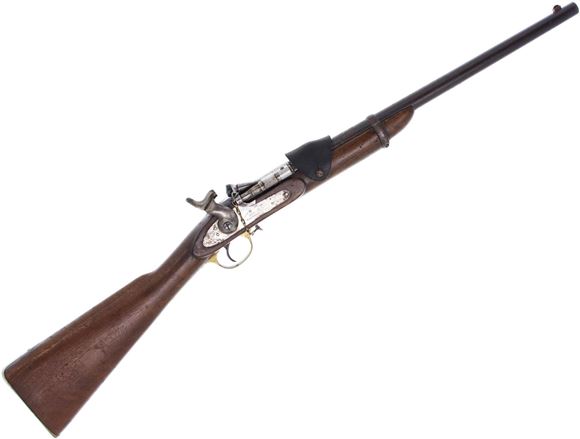 Picture of Used Snider Enfield Mk III Yeomanry Carbine Single-Shot Rifle - 577 Snider, 19" Barrel, 1870 Enfield Lockplate, With Dry Fire Bumper on Chain & Leather Sight Cover, Fair Condition  -  Antique, No PAL Required