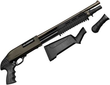Canuck Enforcer Pump-Action Shotgun - 12Ga, 3", 17", Distressed Bronze Cerakote Finish, Black Synthetic Telescoping Pistol Grip Stock And Birds Head, Black Bead Front Sight, 5+1rds — Reliable Gun