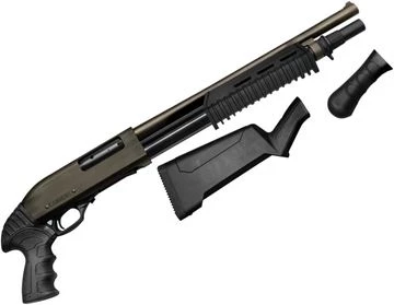 Canuck Enforcer Pump-Action Shotgun - 12Ga, 3", 17", Distressed Bronze Cerakote Finish, Black Synthetic Telescoping Pistol Grip Stock And Birds Head, Black Bead Front Sight, 5+1rds — Reliable Gun
