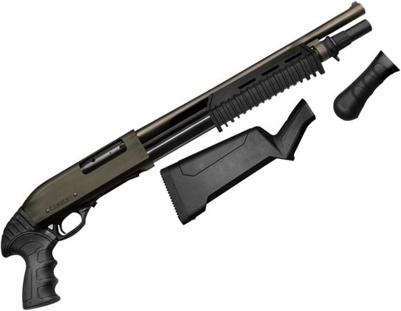 Picture of Canuck Enforcer Pump-Action Shotgun - 12Ga, 3", 17", Distressed Bronze Cerakote Finish, Black Synthetic Telescoping Pistol Grip Stock And Birds Head, Black Bead Front Sight, 5+1rds