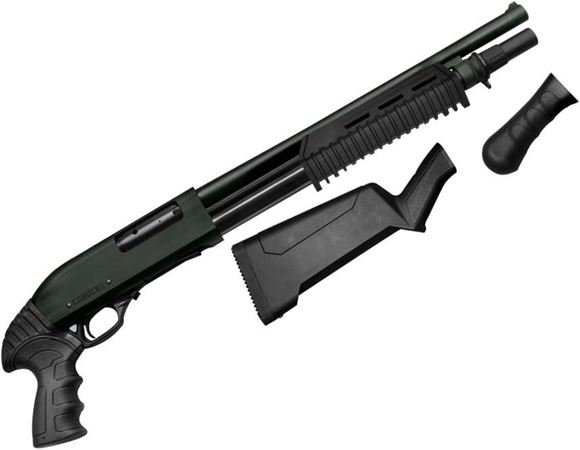 Picture of Canuck Enforcer Pump-Action Shotgun - 12Ga, 3", 17", Distressed Olive Drab Cerakote Finish, Black Synthetic Telescoping Pistol Grip Stock And Birds Head, Black Bead Front Sight, 5+1rds