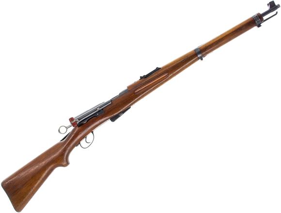 Picture of Used Schmidt Rubin K11 Bolt-Action Rifle - 7.5x55, 23" Barrel, Full Military Wood, with Torn Leather Sling, One Mag, Good Condition