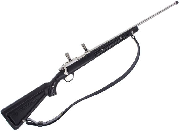 Picture of Used Ruger 77/22 All Weather Bolt-Action 22 LR, 20" Threaded Barrel, Stainless, Zytel "Boat Paddle" Stock, With 1" Ruger Rings, Leather Sling, One Mag, Very Good Condition