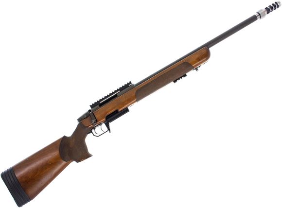 Picture of Used Steyr Mannlicher Model Match Bolt-Action 308 Win, 22" Heavy Barrel, Parkerized, Wood Stock, Double Set Trigger, With AICS Magwell Conversion, Picatinny Rail, Area 419 Muzzlebrake, No Mag, Good Condition