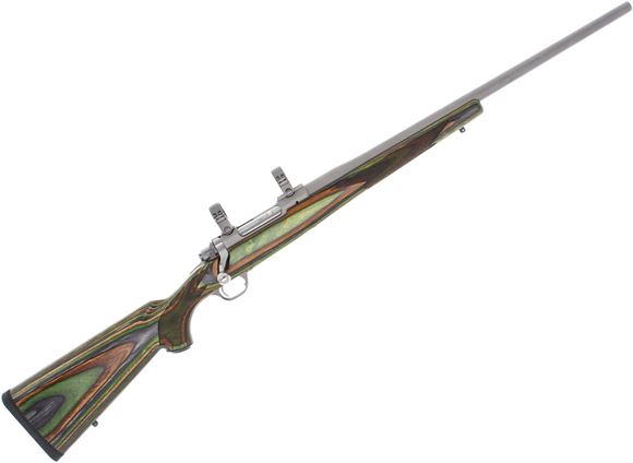 Picture of Used Ruger M77 Hawkeye Bolt-Action 223 Rem, 22" Barrel, Stainless, Green Laminate Stock, With 1" Ruger Rings, Excellent Condition