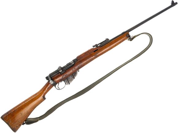 Picture of Used Lee Enfield No I Mk III* Bolt-Action 303 British, 25" Barrel, Sporterized, 1942 Lithgow Mfg., One Mag, Canvas Sling, Fair Condition