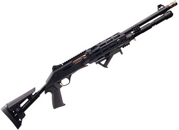 Picture of EGE Panzer Arms M4 Speed Tac Pro Semi-Auto Shotgun - 12Ga, 3", 18.8", Ported Barrel, Black Receiver And Barrel, Black M-LOK Handguard, Oversized Bolt Release And Charging Handle, Black Telescopic Stock, Blade Front Sight Ghost Ring Rear Sight, 5+1rds, Bre