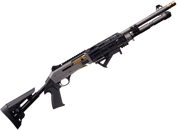 Picture of EGE Panzer Arms M4 Speed Tac Pro Semi-Auto Shotgun - 12Ga, 3" , 18.8" , Ported Barrel, Grey Cerakote Receiver And Barrel, Black M-LOK Handguard, Oversized Bolt Release And Charging Handle, Black Telescopic Stock, Blade Front Sight Ghost Ring Rear Sight, 5