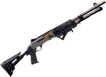 EGE Panzer Arms M4 Speed Tac Pro Semi-Auto Shotgun - 12Ga, 3", 18.8", Ported Barrel, Grey Cerakote Receiver And Barrel, Black M-LOK Handguard, Oversized Bolt Release And Charging Handle, Black Telescopic Stock, Blade Front Sight Ghost Ring Rear Sight, 5+1 — Reliable Gun