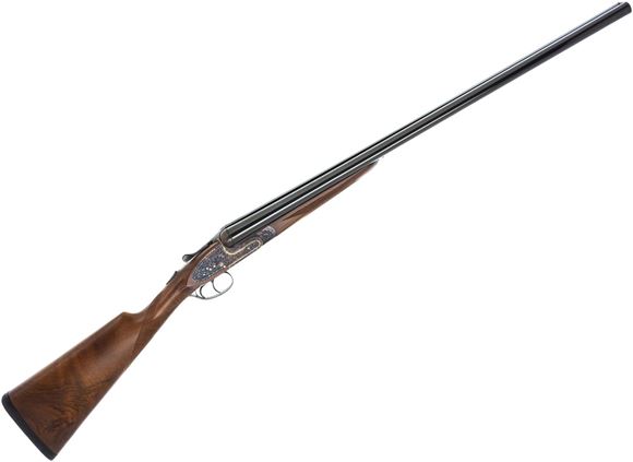 Picture of Used Victor Sarasqueta Model DH-E Detachable Sidelock Side-by-Side 12ga, 2 3/4" Chambers, 28" Barrels (F,M), Floral Engraving, Colour Case Hardened, Double Triggers, Ejectors, With Original Box, Excellent Condition