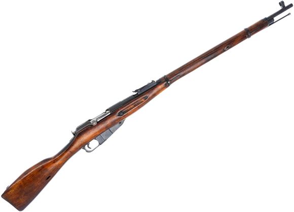 Picture of Used Mosin Nagant 91/30 Bolt-Action Rifle - 7.62x54R, 29" Barrel, Full Military Wood Stock, Iron Sights, 1943 Izhevsk Mfg, Bayonet, Repaired Stock, Good Condition