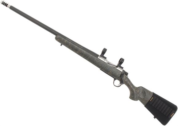 Picture of Used Christensen Arms Ridgeline Model 14 Left Hand, Bolt-Action Rifle -6.5 Creedmoor, 24'' Carbon Fiber Wrap Barrel w/Brake, Stainless Action, Carbon Fiber Stock with Green and Tan Accents, Trigger Tech Trigger, Talley 30mm Rings, Very Good Condition