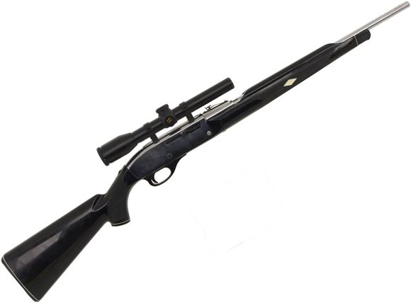 Picture of Used Remington Nylon 66 ''Apache'' Semi Auto 22 LR, Black Synthetic Stock, Chrome Plated Action and Barrel, Bushnell Banner 4x20 Scope, No Front Sight, Good Condition