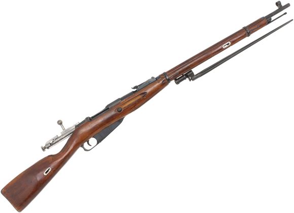 Picture of Used Mosin Nagant Surplus Model 1891/30 Bolt-Action Rifle - 7.62x54R, 28.7", Blued, Wood Stock, 5rds, Post Front & Adjustable Rear Sights, 1925 HEX Receiver, w/Bayonet, Good Condition