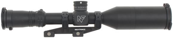 Picture of Used Nightforce NX8 Riflescope - 2.5-20x50mm, 30mm, Second Focal Plane, .25 MOA, Tactical Top Turret, Adjustable Paralax, Illuminated MOAR-CF2, Matte Black, W/ Nightforce Cantilever Ultramount, Sunshade And Flip Caps, Very Good Condition