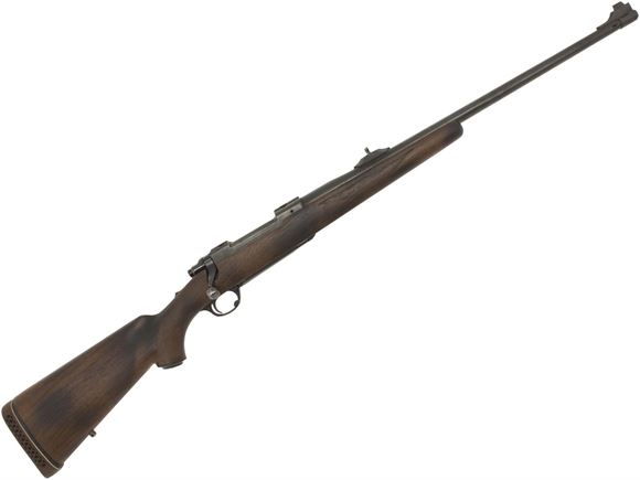 Picture of Used Ruger M77 Bolt Action Rifle, 338 Win Mag, 24" Barrel W/Sights, Magna Ported, Tang Safety, Wood Stock - Repaired Crack at Tang, Non-Original Buttpad, Missing Front Swivel Stud, Fair Condition