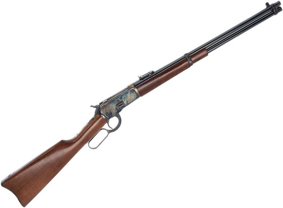 Picture of Used Chiappa 1892 Lever-Action Rifle - 44 Mag, 20" Blued Barrel, Case Hardened Receiver, Iron Sights, Saddle Ring, Hardened Adhesive Residue on Left Side of Receiver, Otherwise Very Good Condition