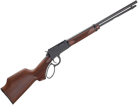 Picture of Henry H1 Bandit Rimfire Lever-Action Rifle - 22 S/L/LR, 18.5", Blued, 1/2-28 Threaded, Monte Carlo American Walnut Stock, Integrated Picatinny Rail, 15rds